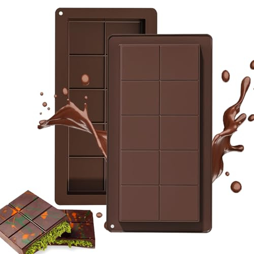 Tnhsvp 2 Pièces Moule Silicone Tablette de Chocolat Kit, Moules À Barres De Chocolat De Dubaï Super Profonds, Moules à Tablette de Chocolat Anti-Adhésifs, pour Chocolat, Praline