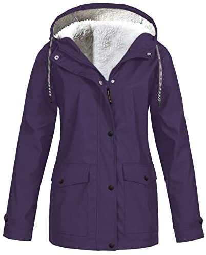 Mrat Veste Manteaux pour femme - Veste doublée en polaire - Veste imperméable coupe-vent à capuche - Parka d'hiver chaude - Coupe-vent - Tenue d'extérieur - Grande taille S à 5XL