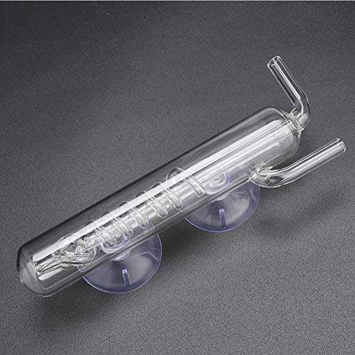 Phefop CO2 Blasenzähler aus hochtransparentem Kristallglas, spiralförmiger CO2 Blasenzähler mit Saugnapf für Aquarien und bepflanzte Fischbecken