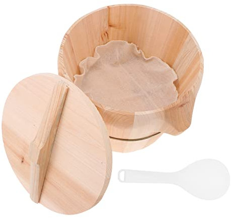 COLLBATH Arroz Casero Al Estilo Tradicional Olla Vaporera Con Cubo De Madera Natural Lisa