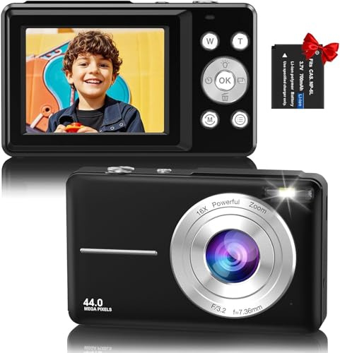 Appareil Photo Numérique, 1080P Full HD, Compact et Portable avec écran LCD 2,4, Zoom Numérique 16X, 1 Batterie, pour Enfants,Étudiants, Adolescents et Débutants.