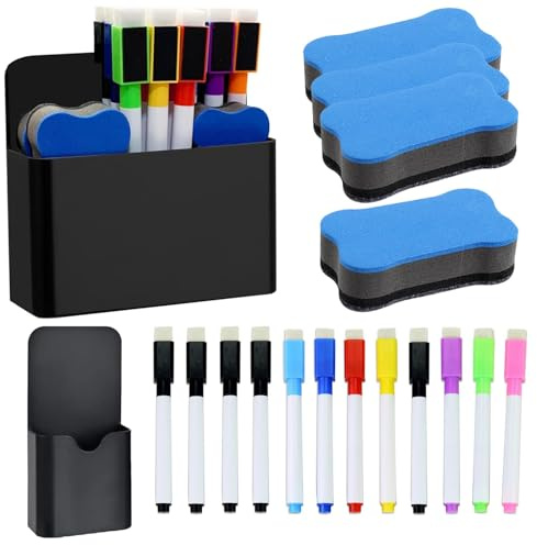 18 Stück Whiteboard Set, Whiteboard Stifte Abwischbar, Abwischbare Stiftes, White Board Stifte Abwischbar Eignet Sich für den Einsatz in Haushalten Schulen oder Büros
