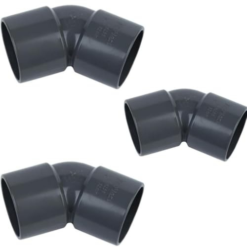 PVC Solvent Weld 135-Degree Obtuse Bend, 50mm, Grey, Pack of 3