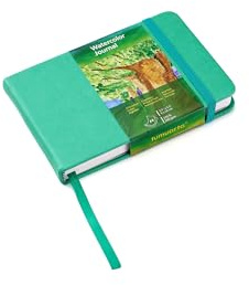 tumuarta akvarell skissbok, 300 g, 25 % bomull, 9 x 14 cm, 24 ark, 48 sidor, finkorn, syrafri, akvarellbok, konstnärspapper, akvarellpapper, block, perfekt för akvarell, akryl (blå, 9 x 14 cm)
