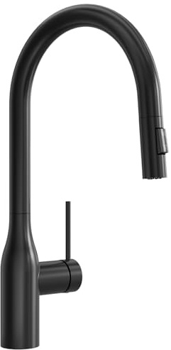 CECIPA Miscelatore Cucina Nero, Alto Rubinetto Lavello Cucina con Doccetta | Rubinetti Estraibile con 2 Getto, Girevole a 360°, Leva Singola, in Acciaio Inox, Acqua Calda e Fredda, Nero