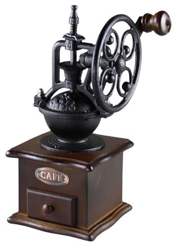 GARVALON Moulin à Café Manuel Vintage Bois avec Broyeur à Grains Portable Fin pour Amateurs de Café Pratique et Facile à Utiliser