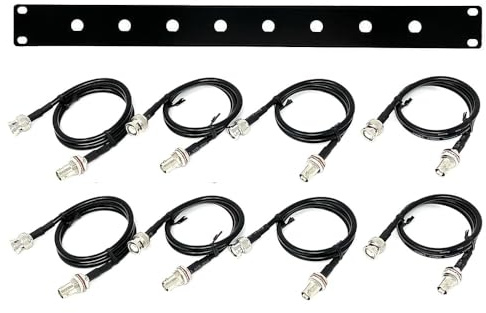 Generic 19 Audio Rack Mount Kit with 8 Hole Port for Shure Shure SLXD24D/SM58 Dual Channel Digital Wireless Microphone System Receivers Antenna Locating Distributor with 8 Cables BNC 1 Meter