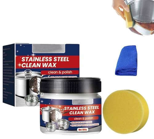 Crème Nettoyante Plaques Cuisson & Surfaces Inox,Nettoyant pour Acier Inoxydable,Crème De Polish Métallique Nettoyant,Spray D'Entretien pour Un Nettoyage Dissout La Graisse Et Les Impuretés