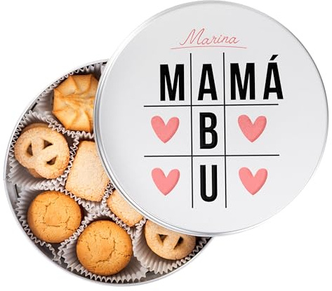 Made In Gift | Lata de Galletas Personalizada Día de la Madre | Regalo Original con Texto para Mamá y Abuela | Galletas de Mantequilla | Regalo Día de la Madre (Mamá/Abu)