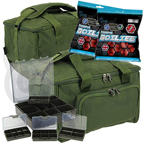 Karpfen Angeln-Medium Carry All Gerät oder Köder Tasche und 4+1 Bit Kisten Gratis Fischköder