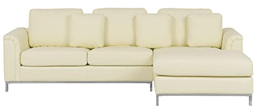 Beliani 4-Sitzer Ecksofa Echtleder Hellbeige linksseitig L-förmig mit 3 Dekokissen Oslo