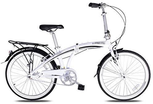 24 Zoll Faltrad Klapprad, Alu-Rahmen Fahrrad Klappfahrrad mit Komfortsattel Ständer Gepäckträger und Schutzbleche für Herren, Damen, Mädchen, Jungen geeignet,White
