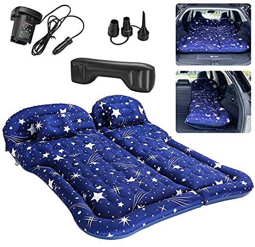 SINJYUN SUV Matratze für Auto Reisen, Auto Luftmatratze SUV für Camping, SUV Aufblasbare Matratze mit Kissen (Blau)