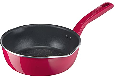 Tefal Chefclub by G8061704 Tiefe Pfanne, 22 cm, Himbeerrot, Titanium-Antihaftbeschichtung, Thermo-Signal, Induktion