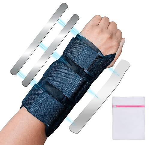 360 RELIEF Wrist Support Brace - Adjustable Straps & 3 Metal Splints for Stability | Ideal for Daily Activities, Sports, & Workouts | Large for Right Hand with Mesh Laundry Bag