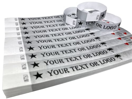 400 Silber Individuell Bedruckte Tyvek-Armbänder mit Ihrem Personalisierten Text/Logo für veranstaltungen, Partys, Festivals, ID