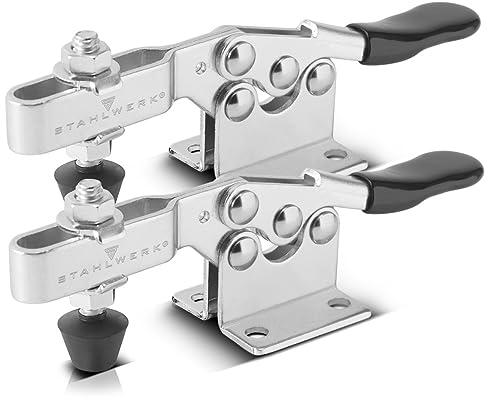 STAHLWERK Knebelklemme TC-90 ST 2er Set mit 90 kg (198 lbs) Spannkraft, robuster Schnellspanner/Senkrechtspanner/Kniehebelspanner aus rostfreiem Stahl