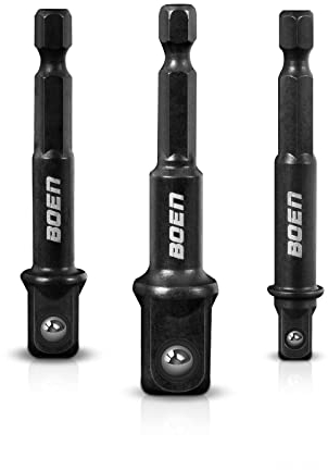 Mr.wintek Stecknuss Adapter, 3-teilig, 1/4, 3/8, 1/2, 1/4-Zoll, Schwarz, für Akku-Bohrschrauber, Bohrmaschine & Treiber