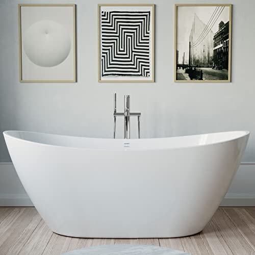 DURAVIT Freistehende Badewanne aus Acryl Standbadewanne DuraBerk in Weiß 170x70 cm Füllmenge: 202 l Acrylwanne inkl. Zubehör Wanne für 2 Personen Optimale Wärmeisolierung