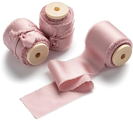 AOKSUNOVA Nastro per pacchi regalo Rosa Antico, nastro in tessuto, larghezza 3,8 cm, nastro per anelli, nastro per matrimoni, nastro in raso, nastro di seta
