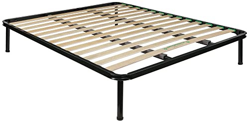 Comprarredo Rete matrimoniale 160x200 doghe strette in legno con doppio rinforzo, struttura e piedi in metallo, made in Italy rete letto ortopedica matrimoniale