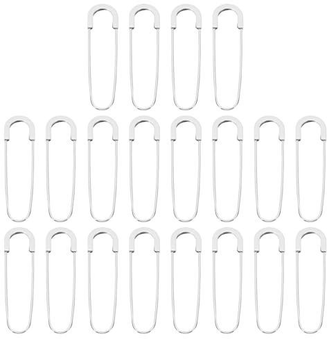 QUARKZMAN Große Sicherheitsnadeln 80mm / 3,15 Zoll Groß Safety Pins Metall-Sicherheitsnadeln für Damenbekleidung Kleid Hosen Rock Taille, Silberton, 20 Stück
