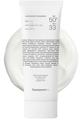 Transparent Lab Lightweight Sunscreen SPF50+ Protector Solar Facial 100 ml – Protección UVA/UVB/HEVL, Textura Ligera, Hidratante, Antiedad, Sin Rastro Blanco y Acabado Invisible