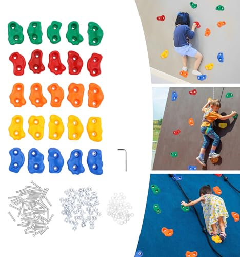 Ravixia Juego de escalada con clip para escalada para niños con paredes de torre y árboles de escalada, multicolor, se puede utilizar en una superficie de escalada. Capacidad de carga máxima de 100