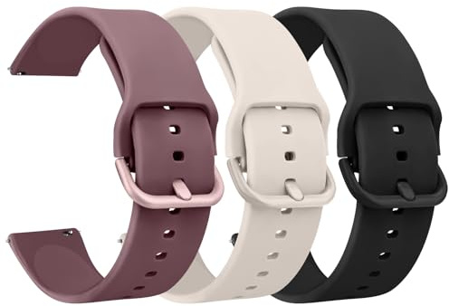 AK Pack 3 Watch Bands 20mm 22mm for Women Men, Replacement Straps Band for Smart Watch, soft skin-friendly silicone quick release, smart watch wristband