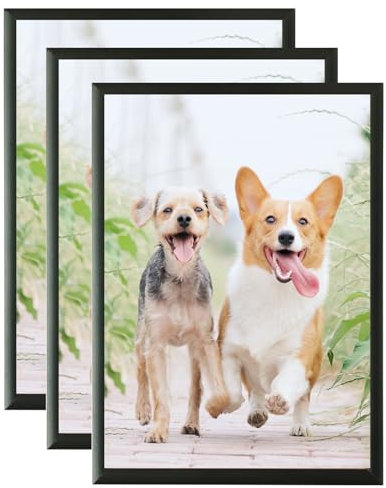 A5 Black Aluminium Picture Frame,3 Pack-15x21cm Photo Certificate Frame for Wall Mount or Table Top Display,Set of 3