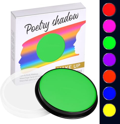 LOPHE UV Kinderschminke Set, 30g Neon UV Bodypainting Kinder, Waschbar Theaterschminke Körperfarbe, Gesichtsfarbe Kinderschminke für Make up Karneval & Halloween (7# Fluoreszierendes Grün)