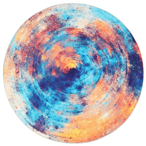 Betadistor Round Rugs 120cm, Non Slip Area Rug for Bedroom and Living Room, Modern Nebula Print, Soft Machine Washable, Non Shedding Floor Carpet, Nebula, 403-03120