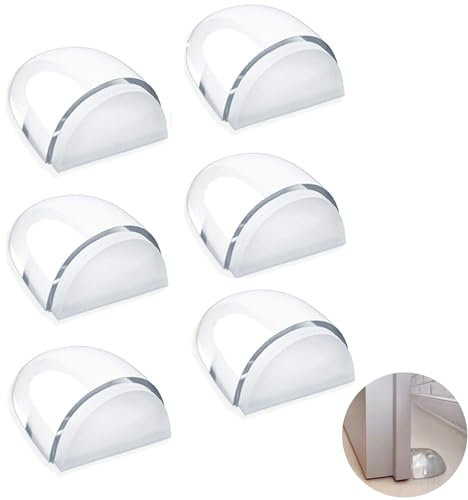 Yuaiosn Set di 6 fermaporta autoadesivo, trasparente, per la protezione di pareti e mobili, per tutti i pavimenti duri