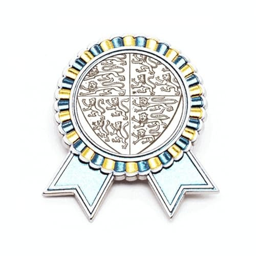 Schwarz-weiße Barockkunst Schild Löwe Muster Abzeichen Brosche Pin Gewinner Award Medaille, M, Metall