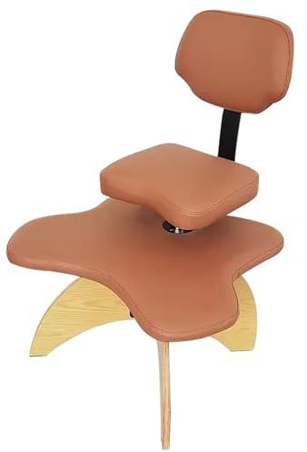 LULUMAIC Kniestuhl, Meditationsstuhl mit Rückenstütze, Bürostuhl mit gekreuzten Beinen, Holzbein, ergonomischer Schaukel-Kniestuhl, Kreuzhocker für Yoga-Computerarbeiter (Orange Einheitsgröße)
