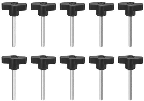 QUARKZMAN 10 Stück Rändelschraube, M5 x 50mm Metrisch 304 Edelstahl T-förmige Klemmschraubenknopf Daumenschrauben Griff Flügelschraube für schnelles Entfernen Handfestziehen Knopfersatz