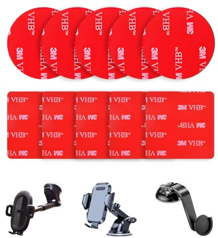 BCHKO 10 pezzi 3M nastro biadesivo adesivi, VHB nastro di montaggio fotocamera auto per auto, cruscotto, impermeabile, resistente al calore forte nastro adesivo adesivi (quadrato e rotondo)