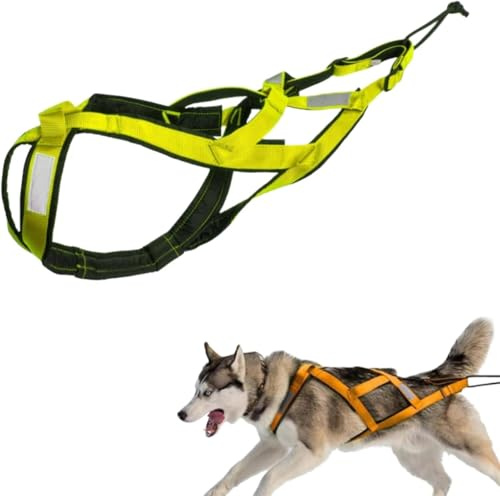 Hundegeschirr zum Ziehen, verstellbares Hundegeschirr für Schlittenübungen mit reflektierenden Streifen, Haustierschlitten, Radfahren, Skifahren, Laufen, Canicross, Rollen, für durchschnittliche Hunde