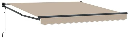 vidaXL Toldo retráctil Beige 350 x 250 cm Poliéster y Metal | El soporte ajustable se adapta fácil, Tela resistente al agua y a los UV para que dure más,