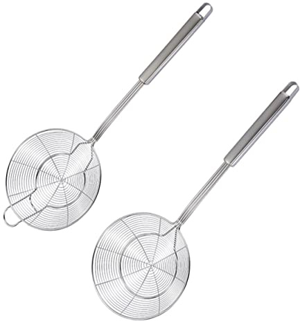 Alipis 2 Piezas Colador de Pasta Inoxidable Espumadera con Mango para Cocinar para Frituras y Calentar Casa o