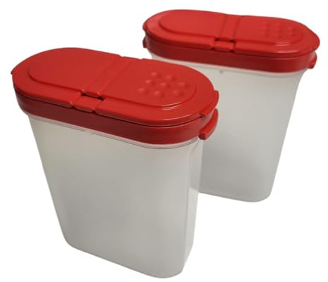 Tupperware Würzling Gewürz Riese Salz- und Pfefferstreuer ideal für Auto, Büro, Camping & Unterwegs - Ordnung Salzstreuer Gewürze Gewürzriese 270ml rot 2er