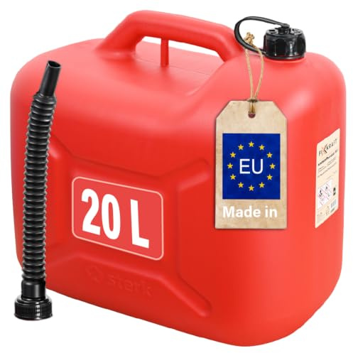 FIXKRAFT Benzinkanister Diesel Kanister mit Ausgießer & Verschluss Dieselkanister Reservekanister Benzin Kraftstoffkanister Kunststoff (Rot, 20 Liter)