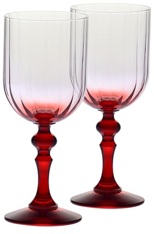 Vinglas KROSNO 300 ml med röd fot, set om 2 – för rött och vitt vin, mocktails och vatten – blyfritt kristallglas – tål diskmaskin – Celebration Moments Bubble