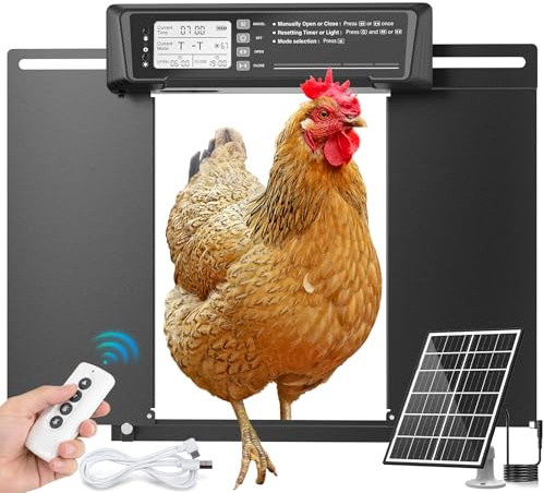INNOLAND Puerta Gallinero Automática Solar, Temporizador/Sensor de Luz