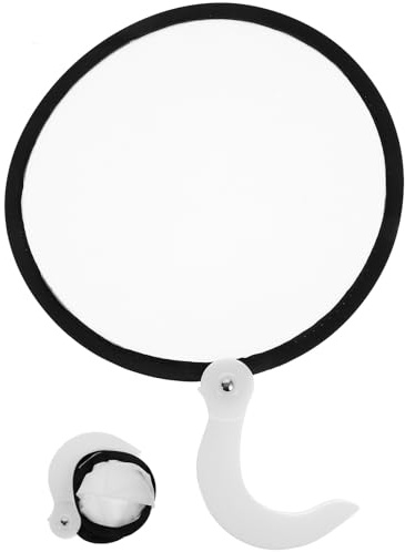 VALICLUD Ventilador Plegable Redondo de Mano Negro, Práctico y Cómodo Material de Plástico y Tela, Adecuado para Uso en Festivales y Bodas de Verano