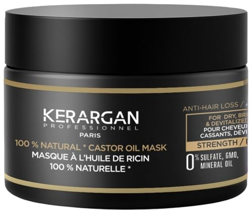KERARGAN - Stärkande Hårmask med Ricinolja för Skört Hår - 250ml | Stärkande hårmask med ricinolja vårdar torrt eller skört hår intensivt och hjälper till att minska hårbrott