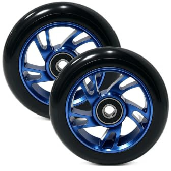 100mm Stunt Scooter Rollen Roller Reifen, 2 Stück Scooter Räder Ersatzräder mit ABEC-9 Lagern, Mit Felgen Aus Aluminiumlegierung Und Anti-Blockier-Lager, Geeignet für Allerlei Kickscooter