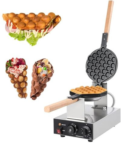 Piastra per Bubble Waffle Elettrica 1400W/2800W,Macchina per Uso Domestico Antiaderente Elettrico,Cottura Rapida e Uniforme per Snack e Dessert,Single Head