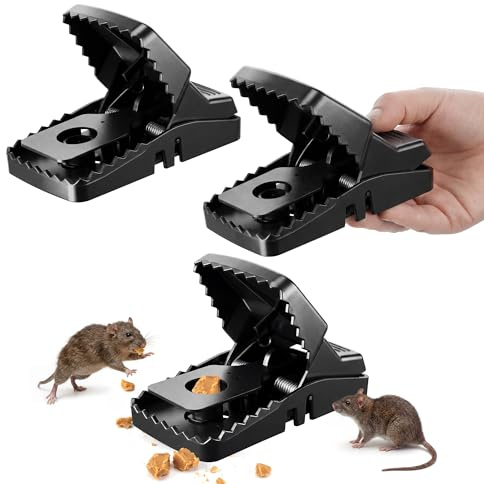 Hestya XL Rattenfalle (14 cm) – 3er Pack Extra große Schlagfalle ohne Gift – Wiederverwendbare Rattenfalle aus robustem Kunststoff & Stahl für Haus, Keller, Garage, Garten und Scheune