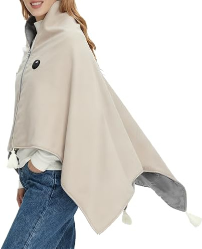 USB Heizschal - Polyester 140x80cm | 3-Stufen Wärmedecke Sanft Sicher Tragbar | Überwerfbare Heizdecke Zum Couch, Bett, Sofa, Wohnheim, Büros